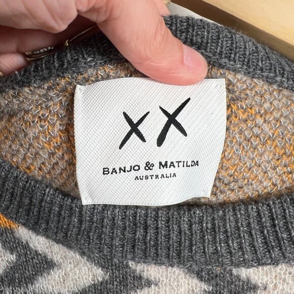 Banjo & Matilda Chevron Fringe Sweater Size XS Wool Cashmere Cozy Fall Winter - Picture 3 of 11